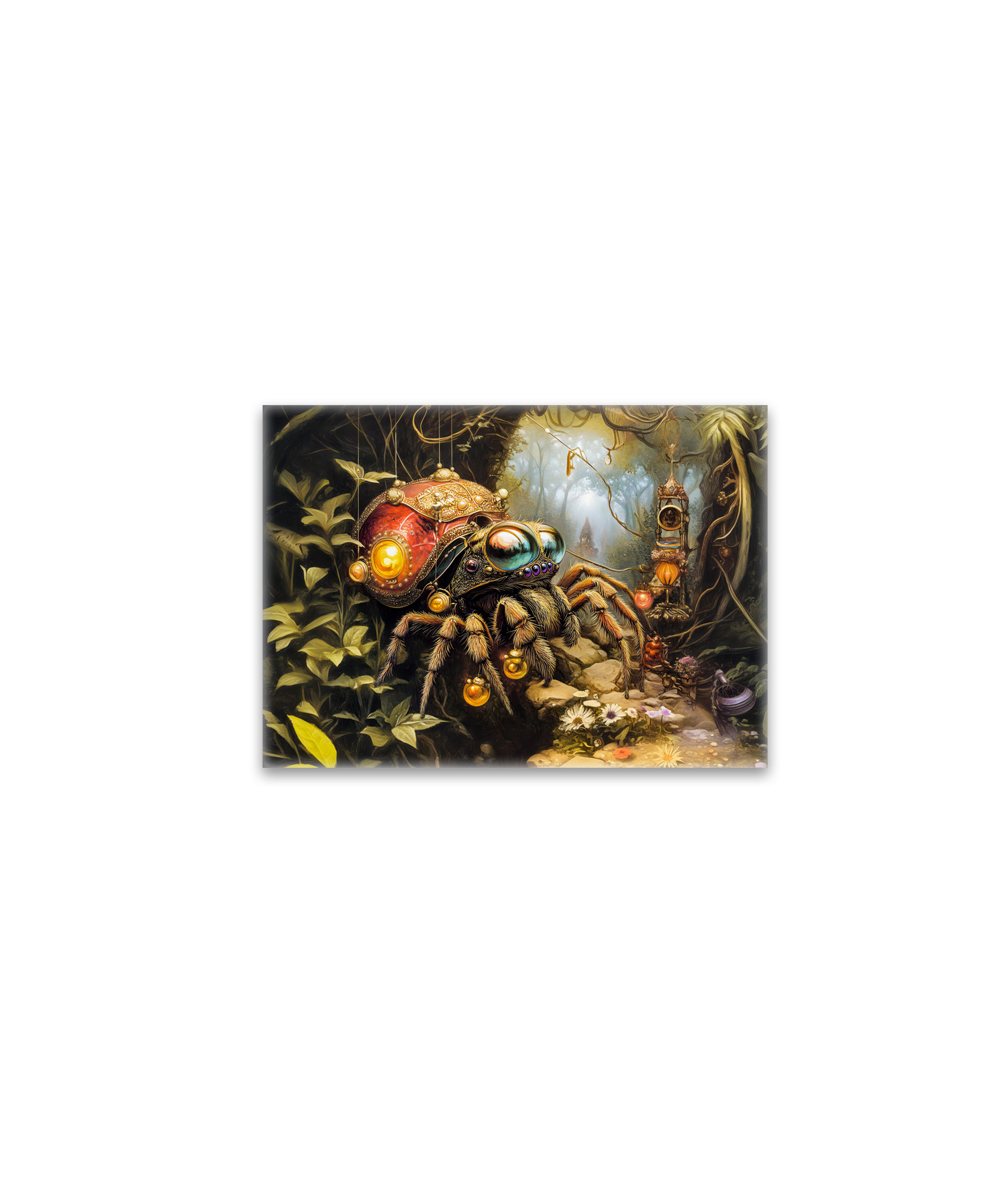 raxxa Glas-Magnet: Funny Spider with Snail Shell Body in Fantasy Forest