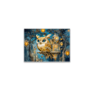 raxxa Glas-Magnet: Mystical Owl in a Tree Castle at Night