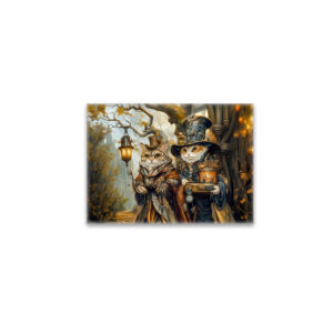 raxxa Glas-Magnet: Two Magic Cats in a Steampunk Fantasy Scene