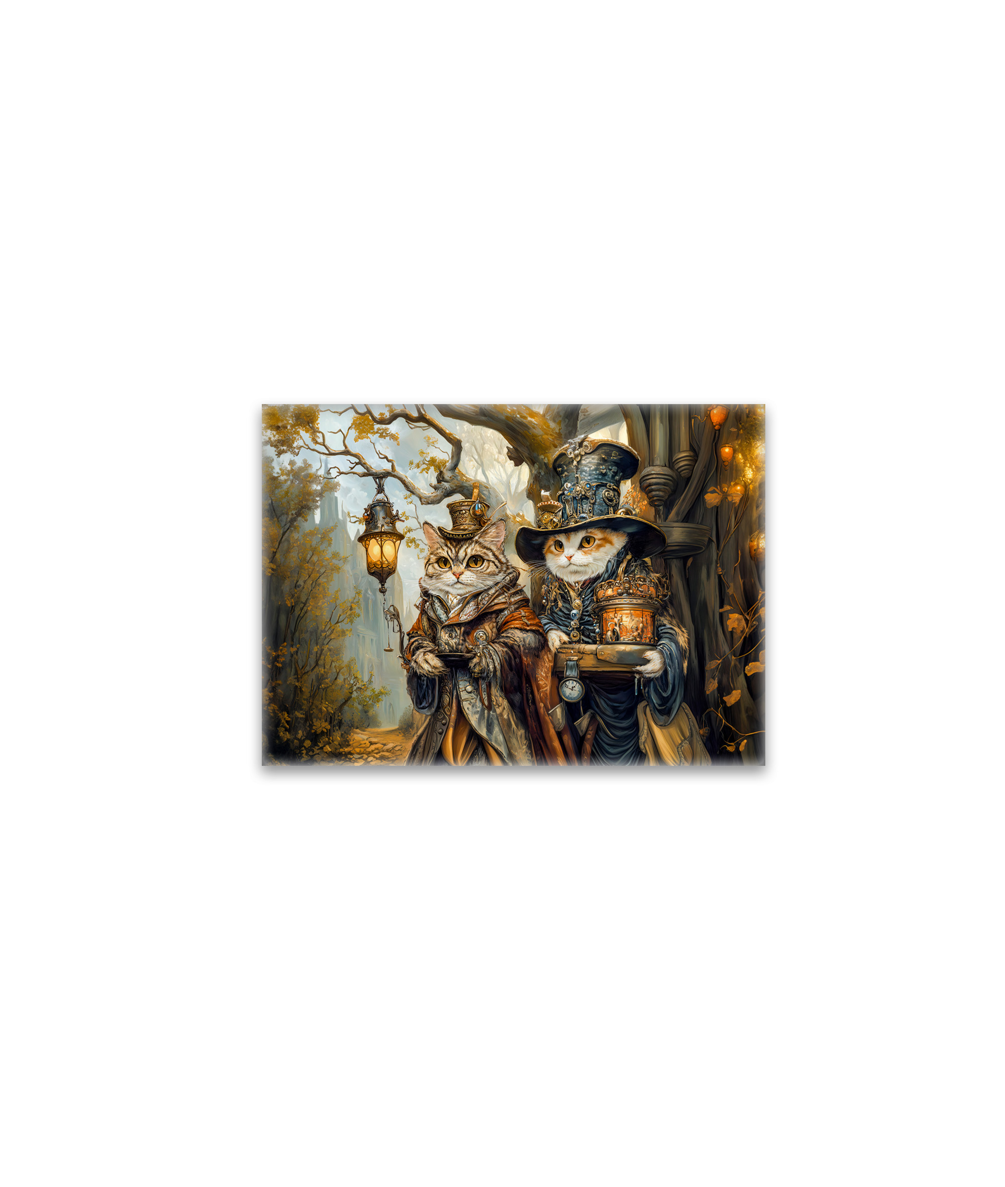 raxxa Glas-Magnet: Two Magic Cats in a Steampunk Fantasy Scene