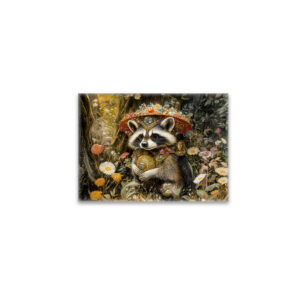 raxxa Glas-Magnet: Raccoon with a Fly Agaric Mushroom in Fantasy Forest