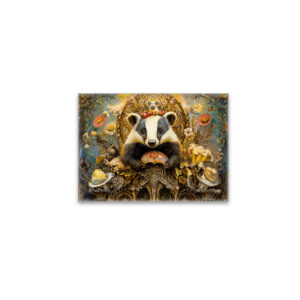 raxxa Glas-Magnet: Badgers on a Mushroom Throne in a Fantasy Scene