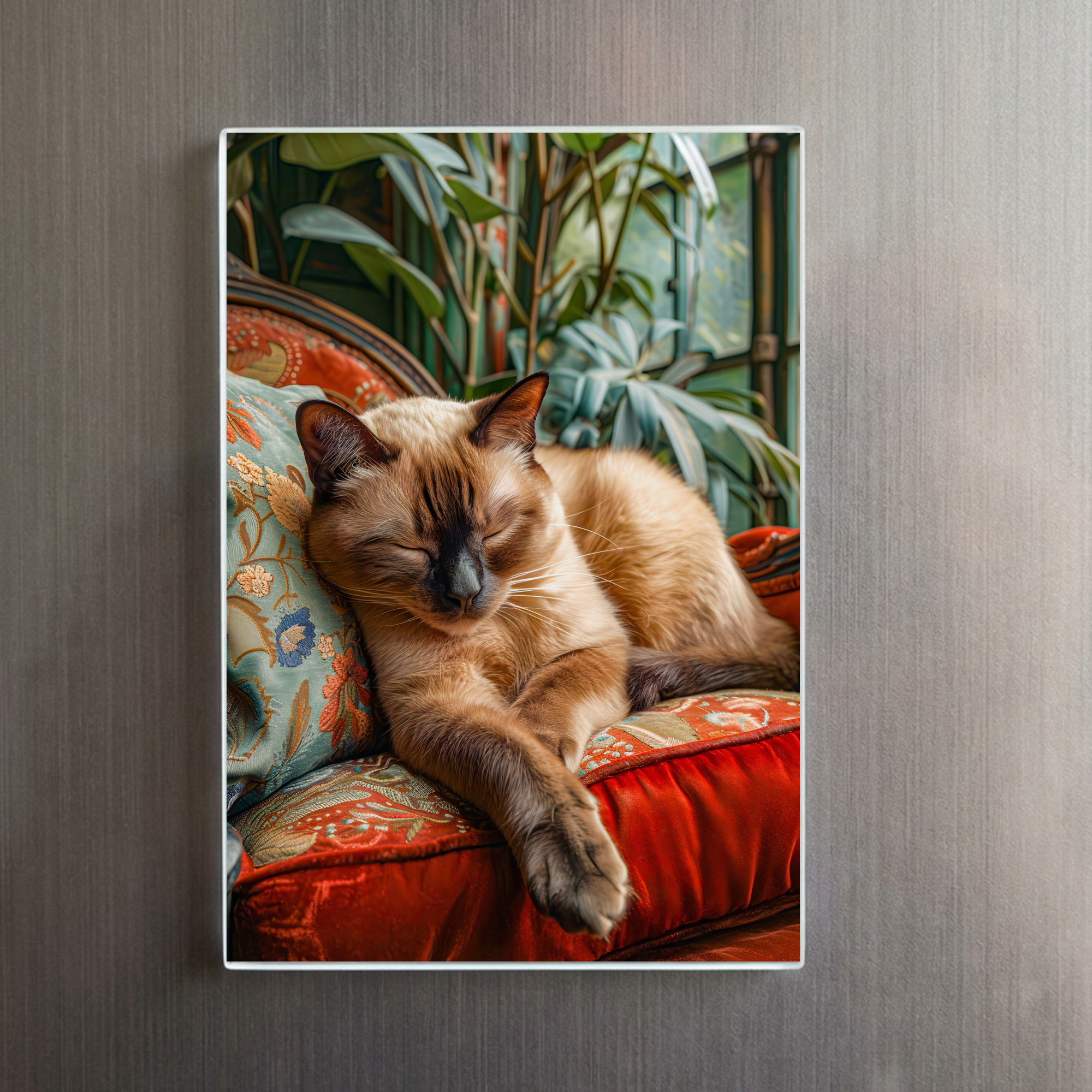 raxxa Glas-Magnet: Cozy Cat Napping in Comfortable Setting - immagine 2