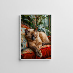 raxxa Glas-Magnet: Cozy Cat Napping in Comfortable Setting