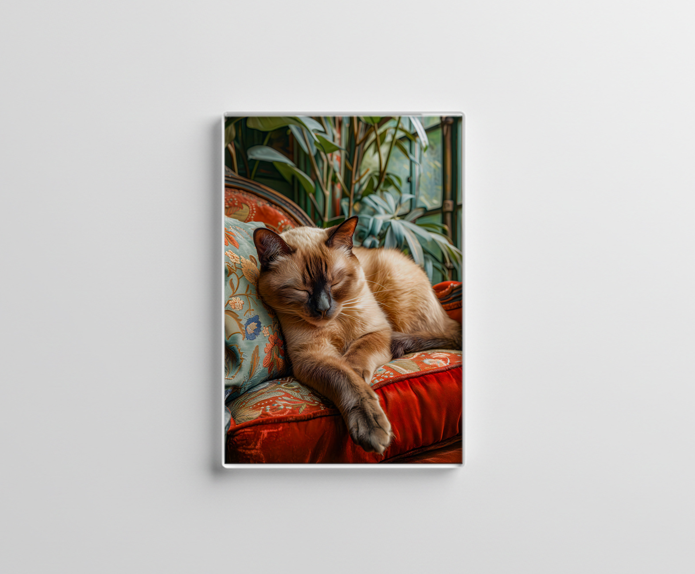 raxxa Glas-Magnet: Cozy Cat Napping in Comfortable Setting