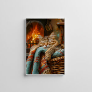 raxxa Glas-Magnet: cat rests peacefully in a cozy environment at living room