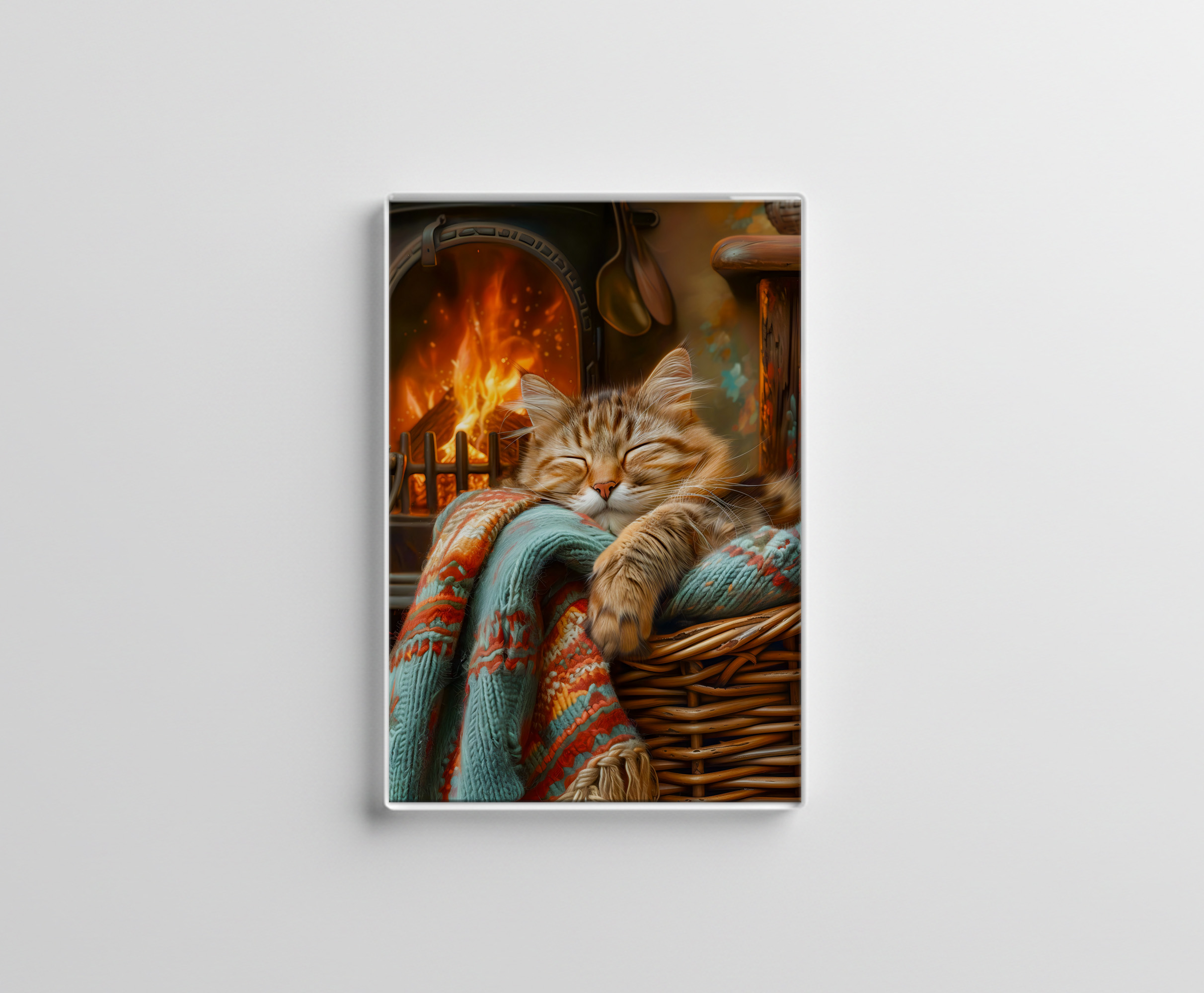 raxxa Glas-Magnet: cat rests peacefully in a cozy environment at living room