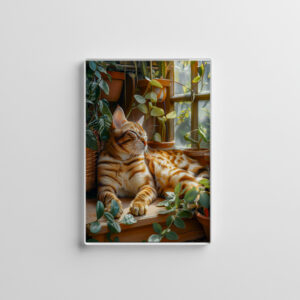raxxa Glas-Magnet: Cozy Cat Napping in Comfortable Setting on lost place