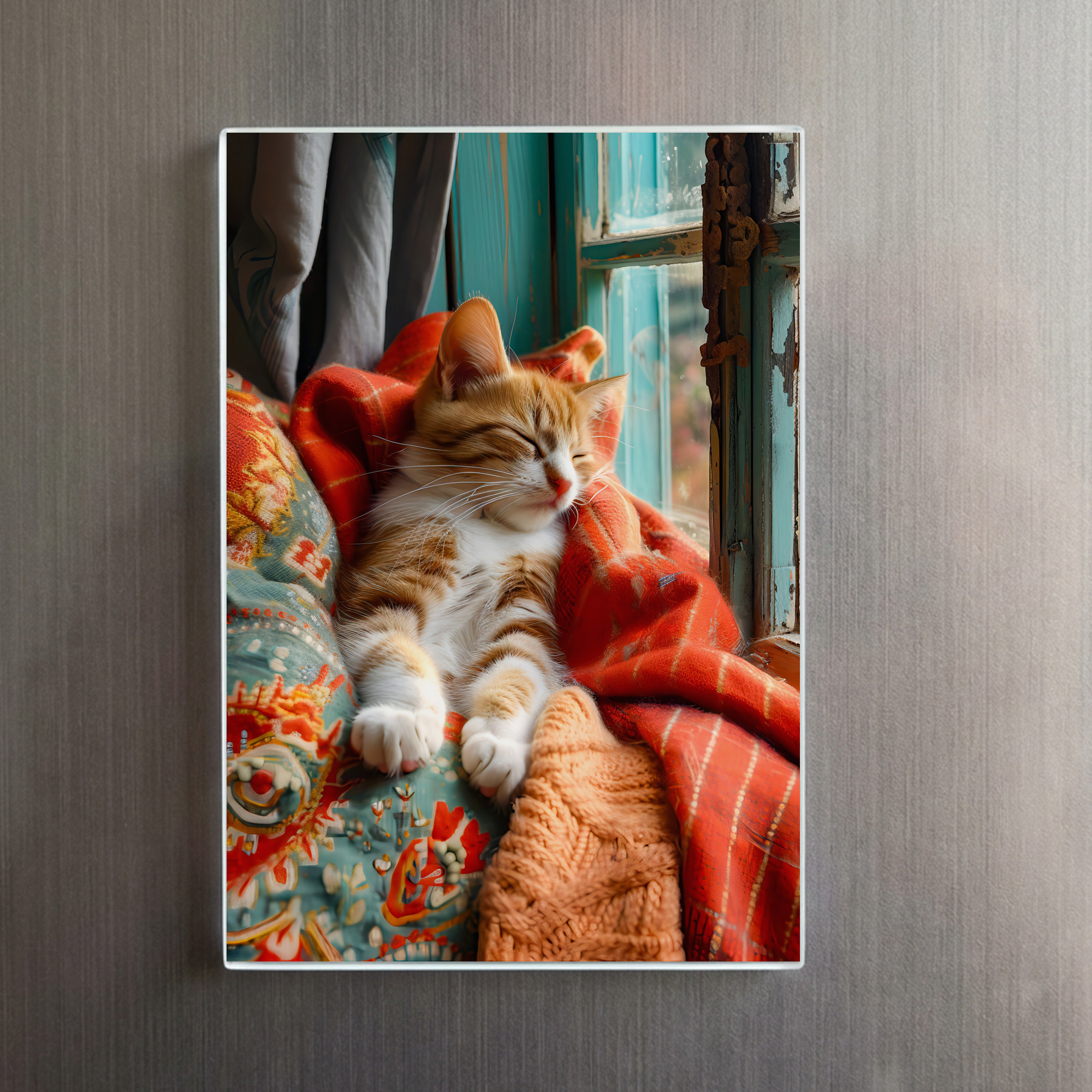 raxxa Glas-Magnet: cat rests peacefully in a cozy environment under a blanket next to a window - Image 2
