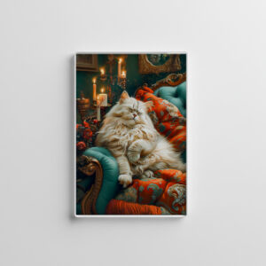 raxxa Glas-Magnet: Cozy Cat Napping in Comfortable Setting