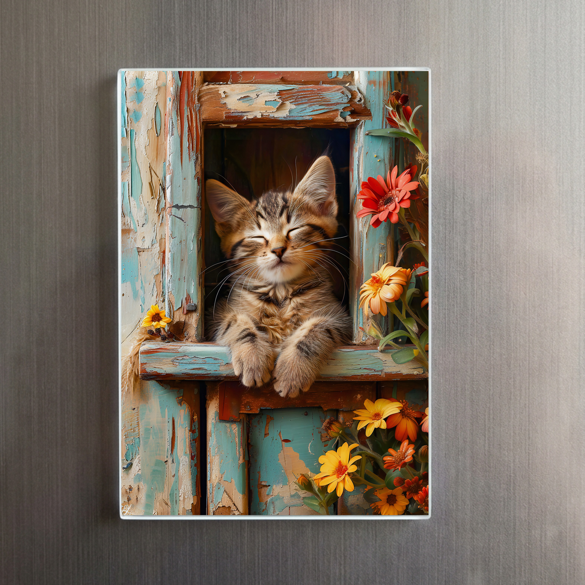 raxxa Glas-Magnet: Cozy Cat Napping in Comfortable Setting – Bild 2