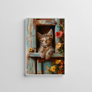 raxxa Glas-Magnet: Cozy Cat Napping in Comfortable Setting