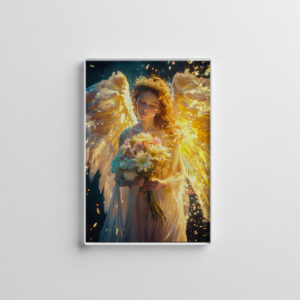raxxa Glas-Magnet: Heavenly Serenity Female Angel with with a Bouquet