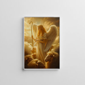 raxxa Glas-Magnet: Heavenly Serenity Female Angel with Sheep and Shepherd Crook
