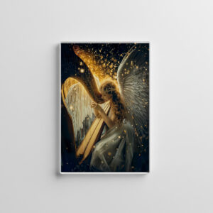 raxxa Glas-Magnet: Heavenly Serenity Female Angel Playing the Harp