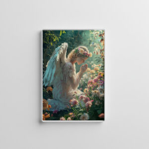 raxxa Glas-Magnet: Angel praying in a flowerbed
