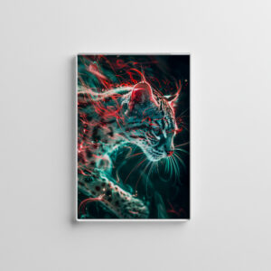 raxxa Glas-Magnet: Turquoise Red Neon Fishing Cat Light