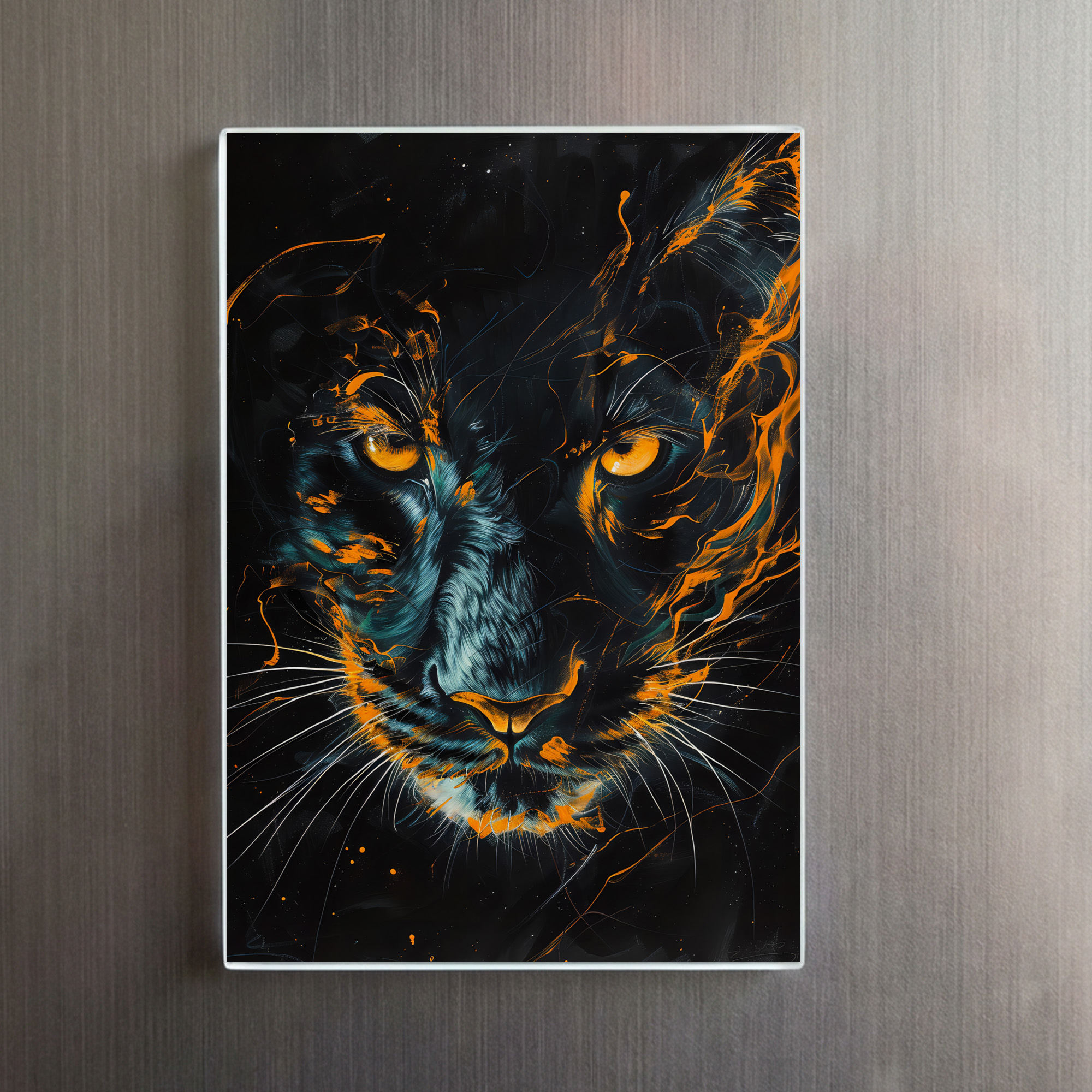 raxxa Glas-Magnet: Orange Neon Black Panther Light Trails - Imagen 2
