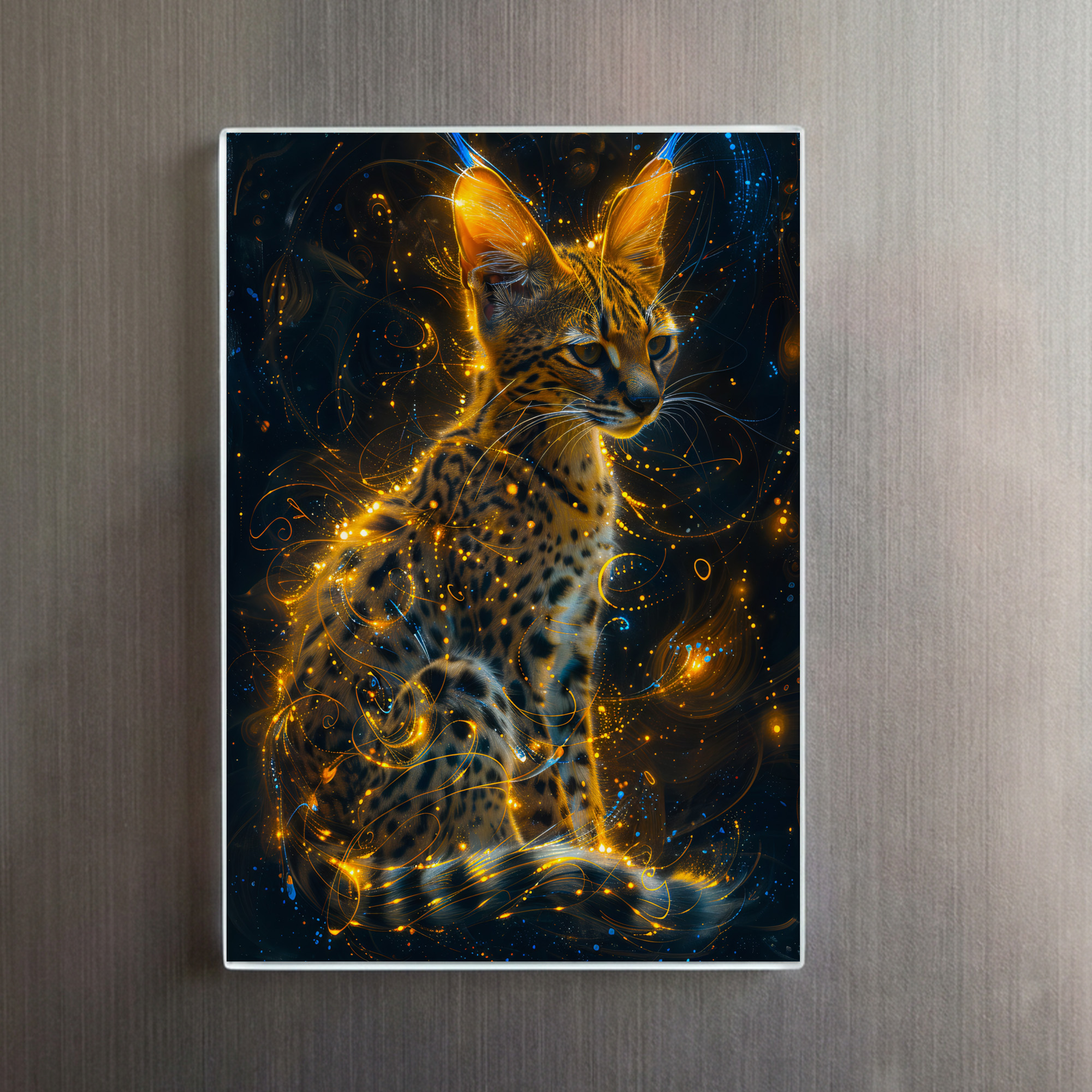 raxxa Glas-Magnet: Yellowish Neon Serval Cosmic Glow - immagine 2