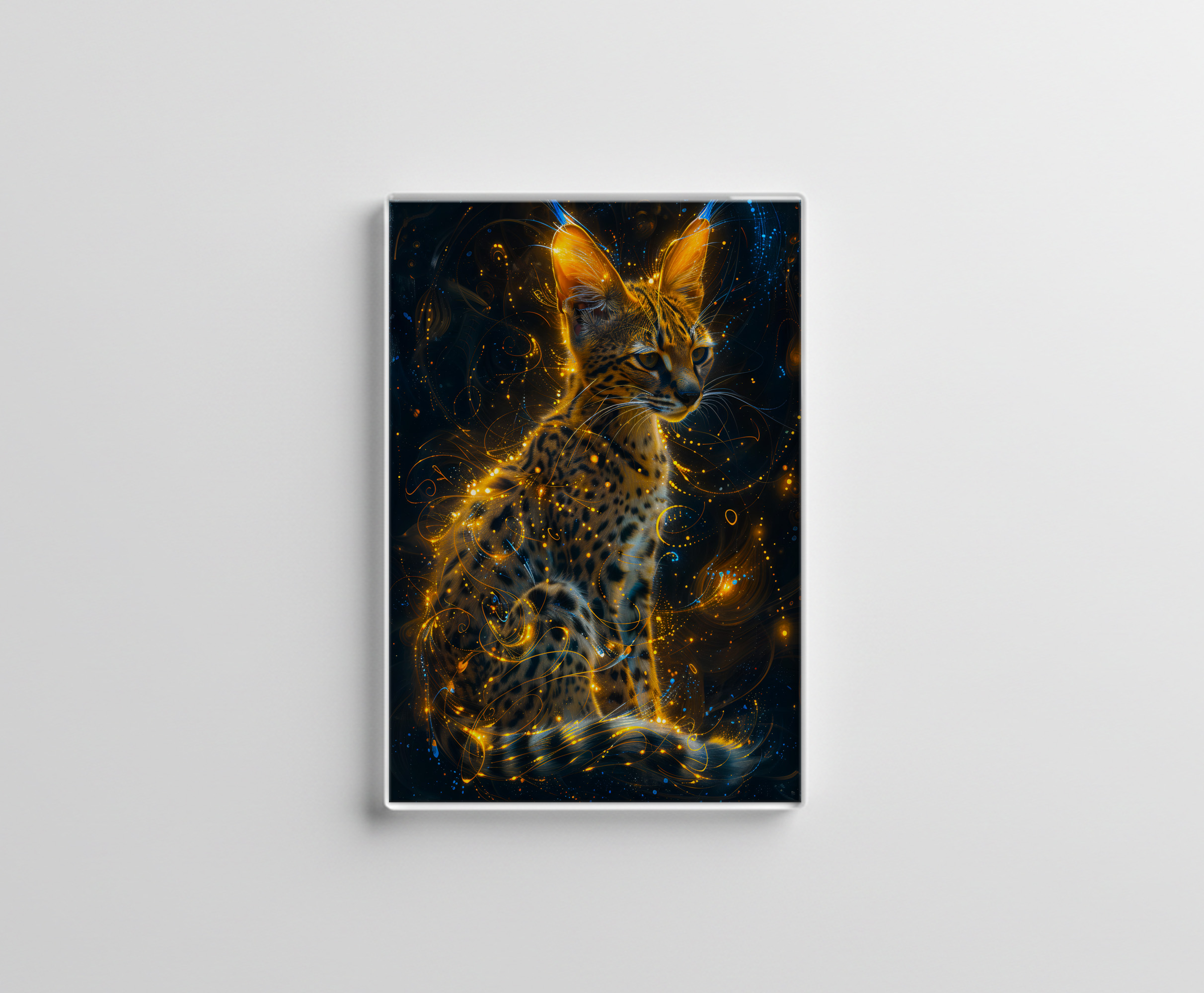 raxxa Glas-Magnet: Yellowish Neon Serval Cosmic Glow
