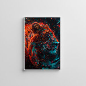 raxxa Glas-Magnet: Reddish Turquoise Neon Lion Light