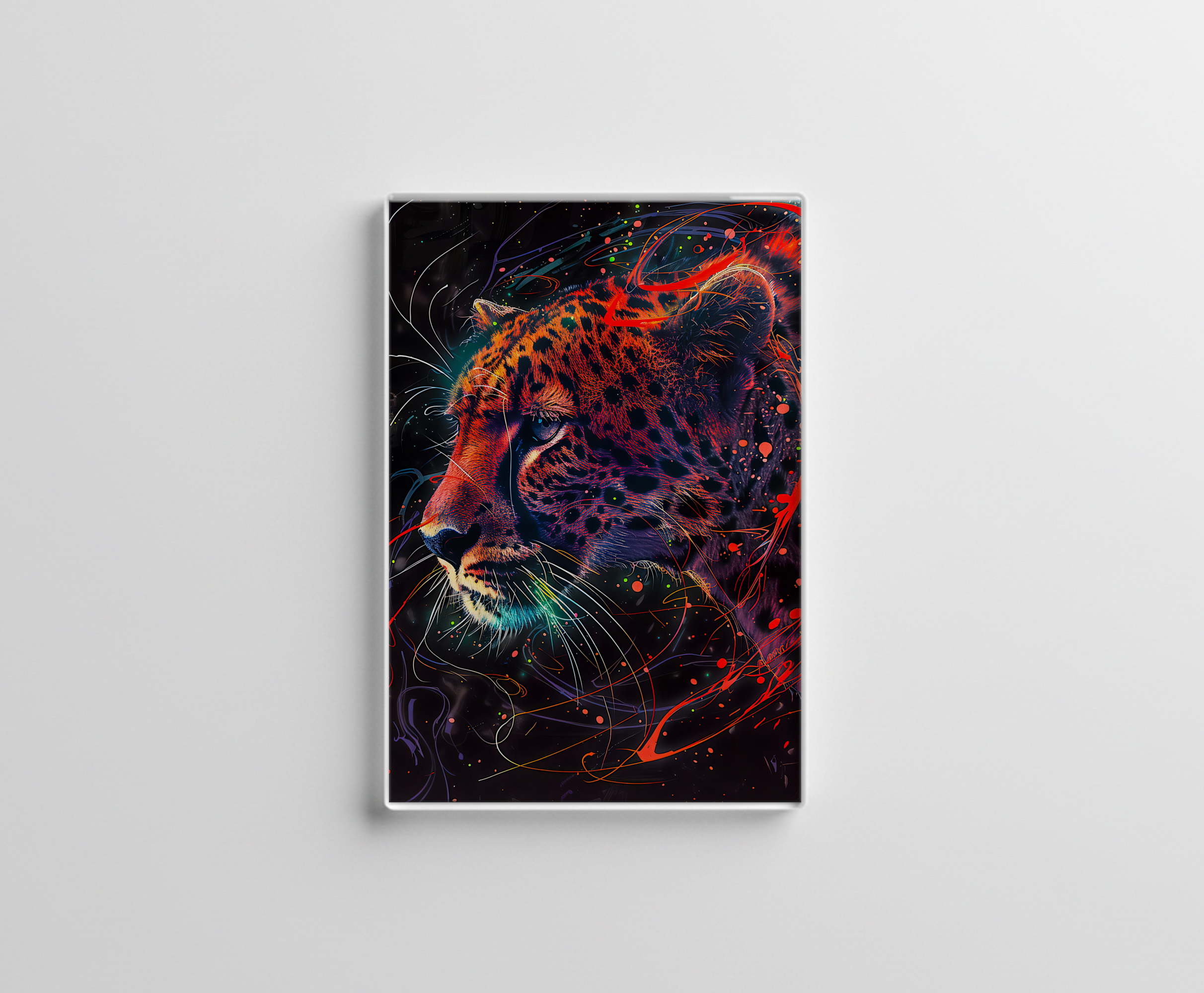 raxxa Glas-Magnet: Reddish Neon Cheetah Cosmic Glow