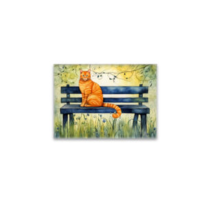 raxxa Glas-Magnet: Watercolor Cat on Park Bench