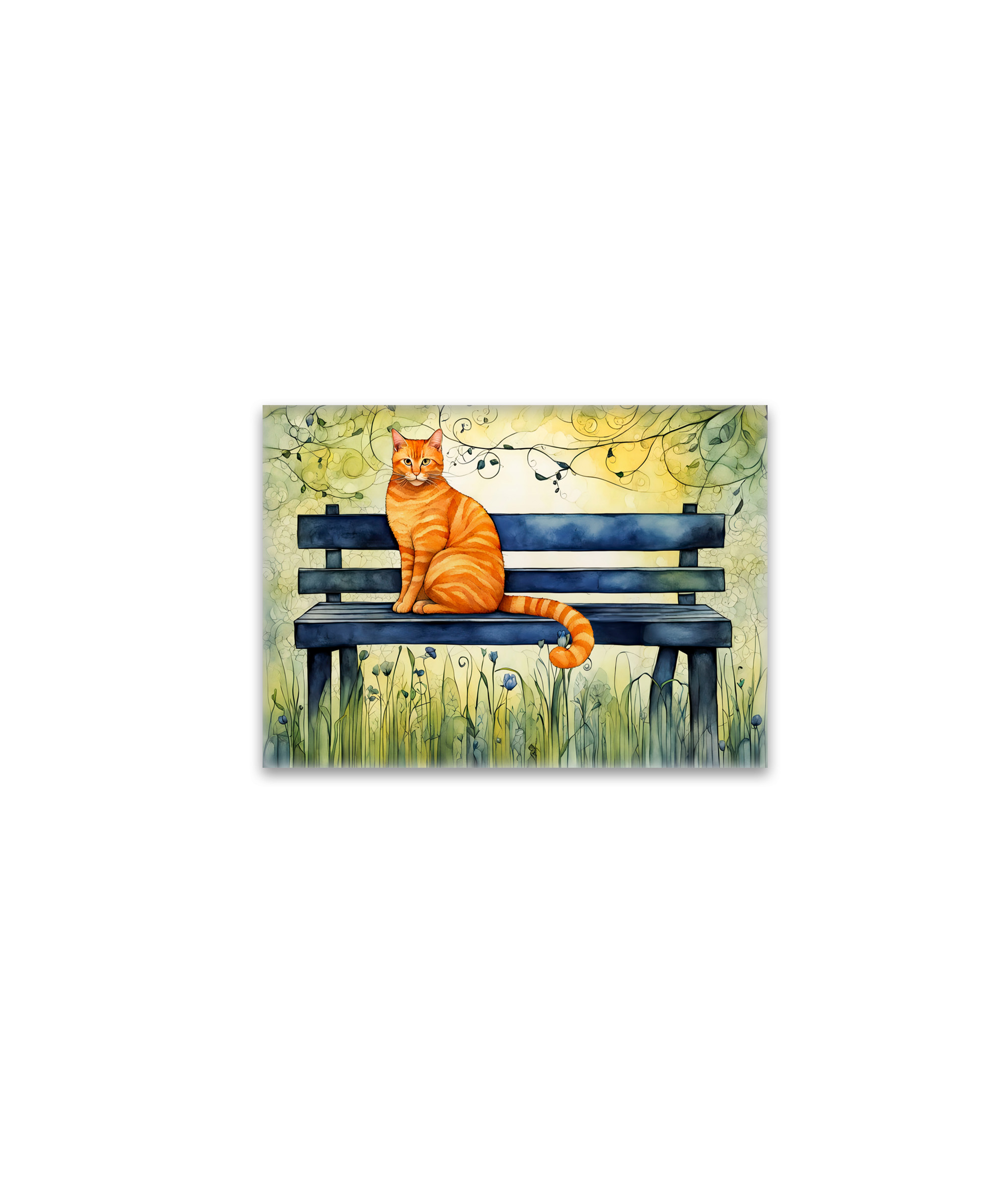 raxxa Glas-Magnet: Watercolor Cat on Park Bench