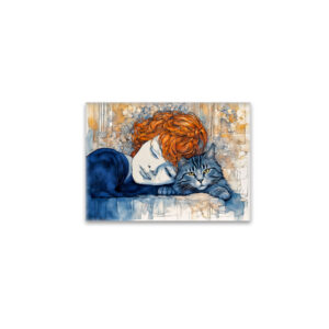 raxxa Glas-Magnet: Watercolor Woman Sleeping with Cat