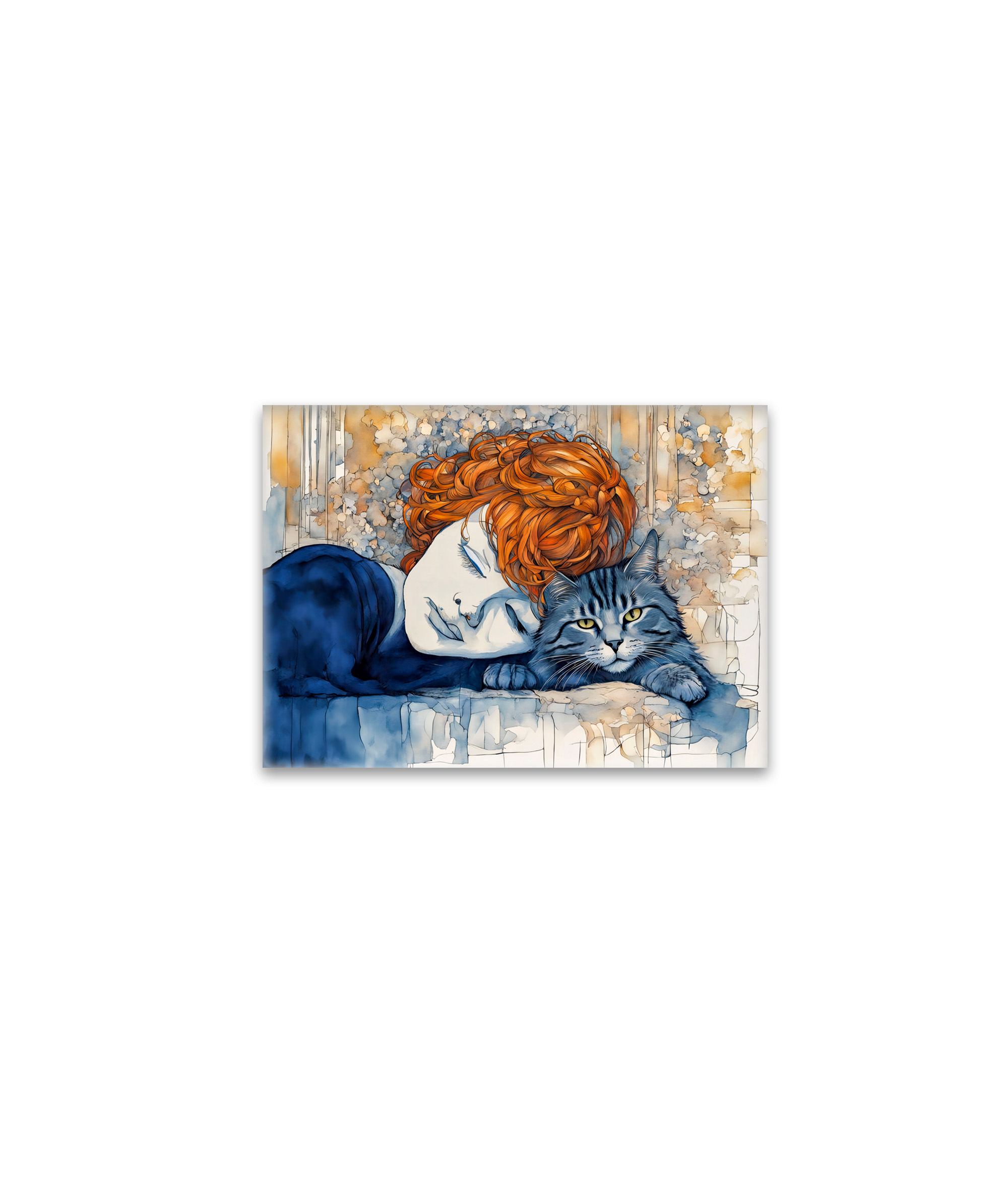 raxxa Glas-Magnet: Watercolor Woman Sleeping with Cat