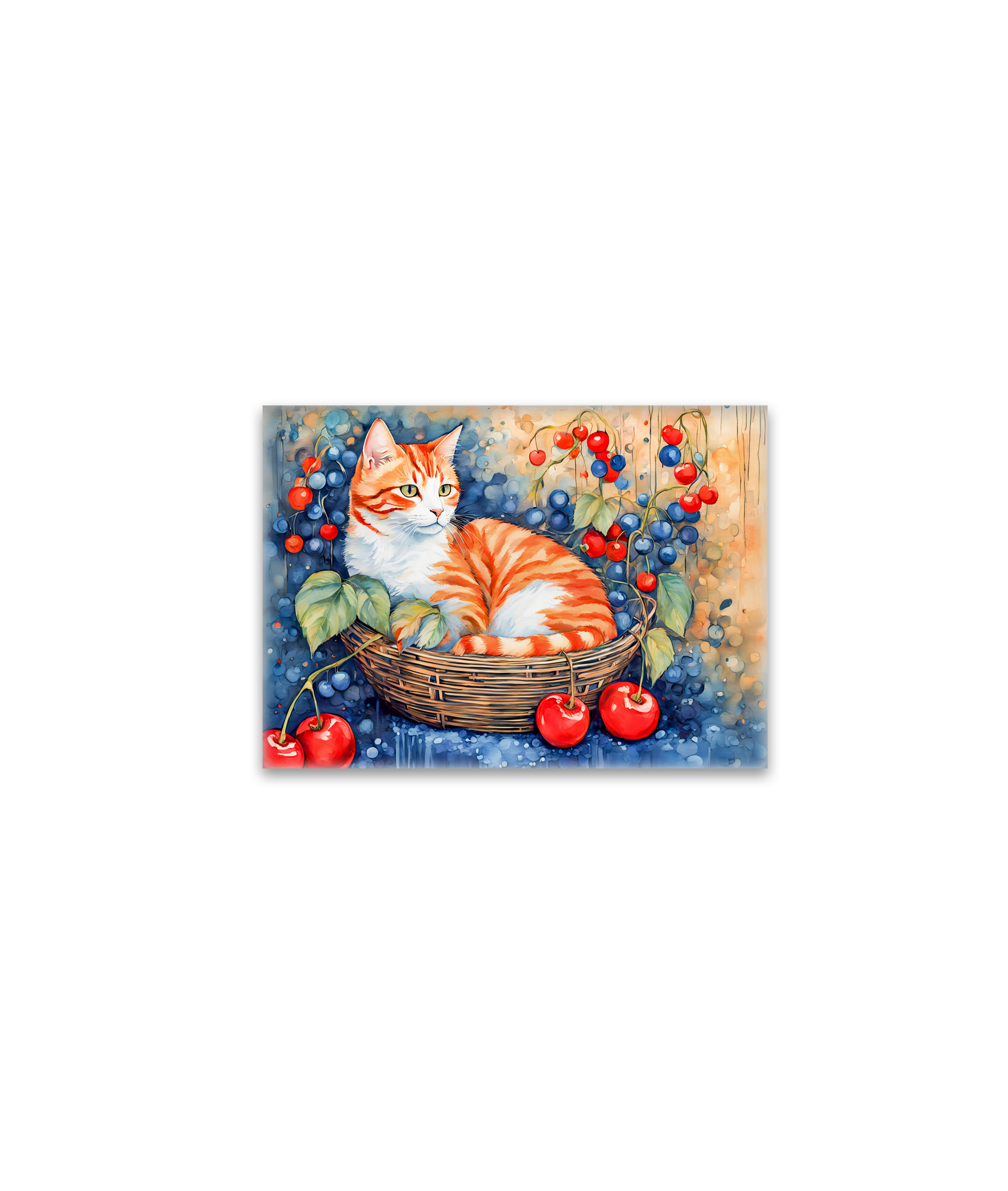 raxxa Glas-Magnet: Watercolor Cat in Basket with Cherries