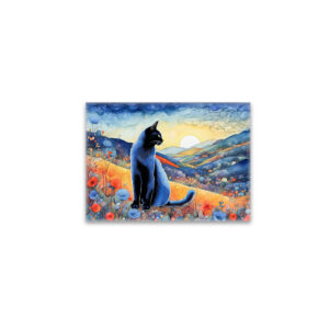 raxxa Glas-Magnet: Watercolor Black Cat in Sunset Hills