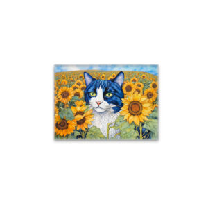 raxxa Glas-Magnet: Watercolor Blue-Eyed Cat in Sunflowers