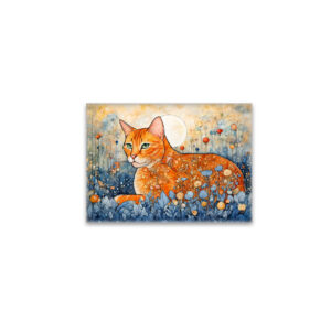 raxxa Glas-Magnet: Watercolor Orange Cat Relaxing in Flowers