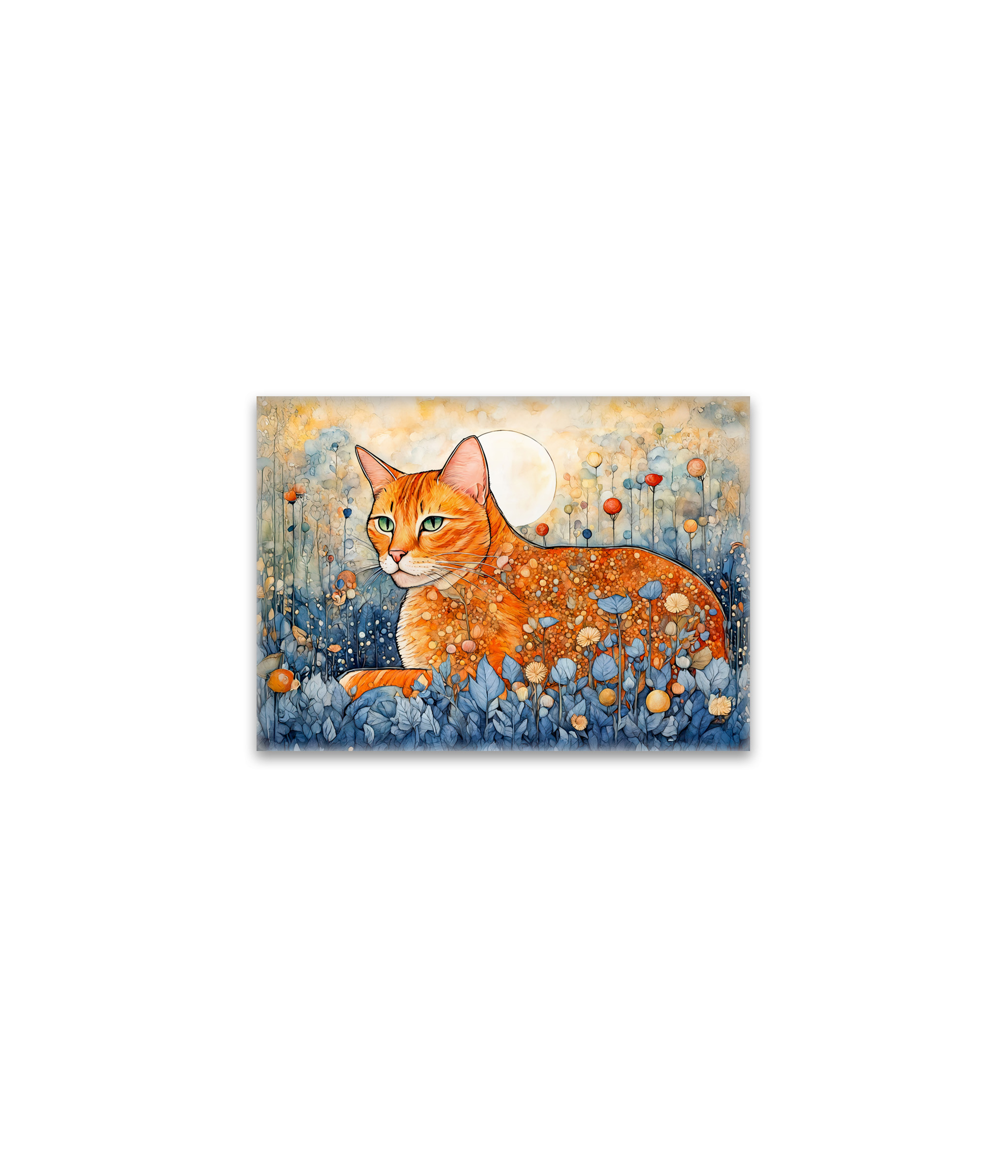 raxxa Glas-Magnet: Watercolor Orange Cat Relaxing in Flowers