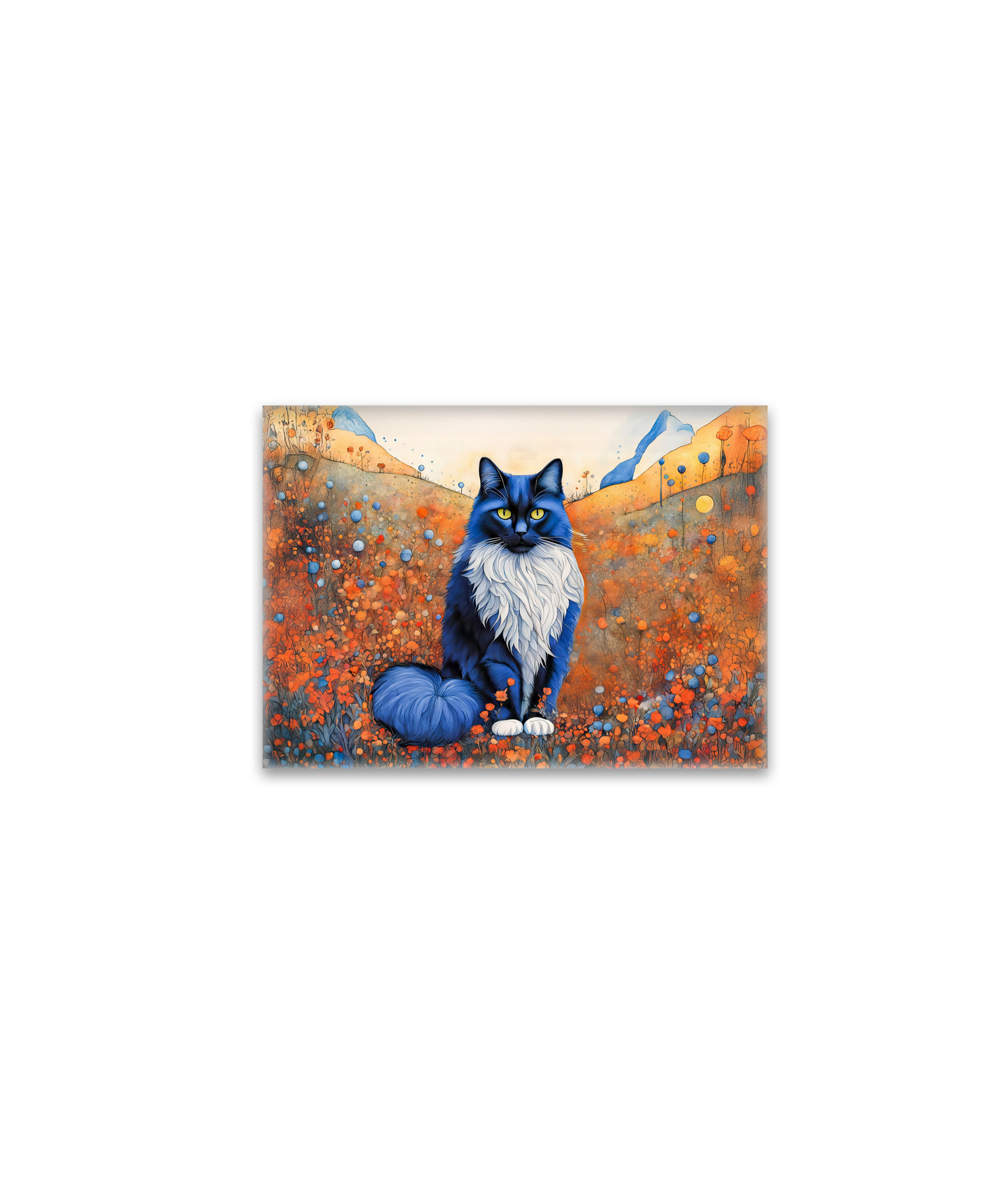raxxa Glas-Magnet: Watercolor Black Cat in Poppy Field