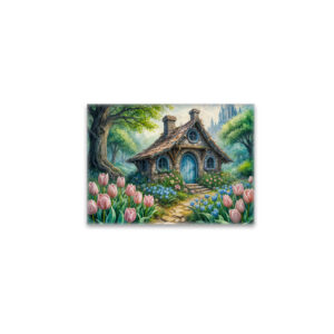 raxxa Glas-Magnet: Enchanting Cottage with Tulip Garden