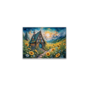raxxa Glas-Magnet: Magical Cottage with Sunflower Field