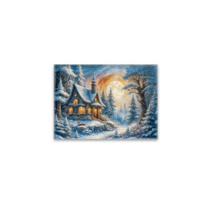 raxxa Glas-Magnet: Enchanting Winter Cottage in Moonlight