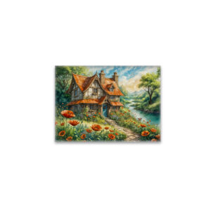 raxxa Glas-Magnet: Whimsical Cottage with Poppy Flowers