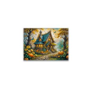 raxxa Glas-Magnet: Enchanting Autumn Cottage with Pumpkins