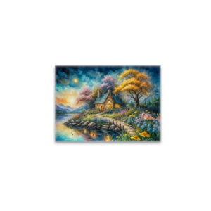 raxxa Glas-Magnet: Enchanting Cottage by Moonlit Stream