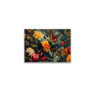 raxxa Glas-Magnet: Butterflies with Dahlias and Roses Garden Illustration