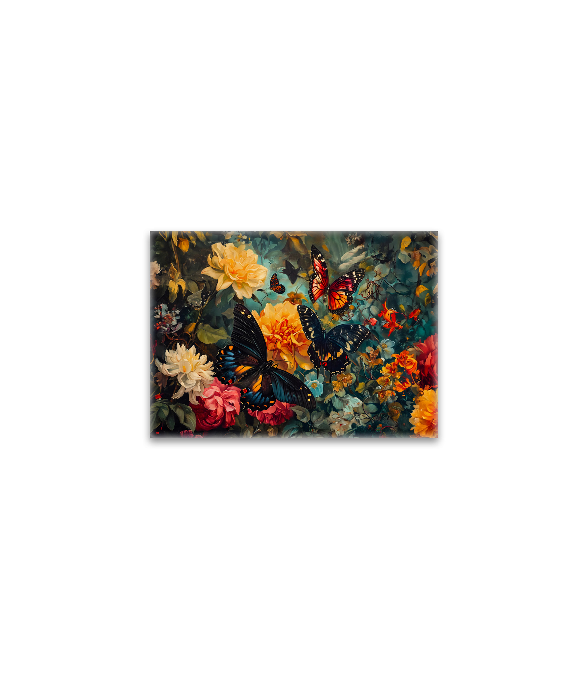 raxxa Glas-Magnet: Butterflies with Dahlias and Roses Garden Illustration