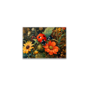 raxxa Glas-Magnet: Ladybug on a Simple Dahlia Bloom Illustration