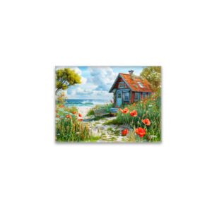 raxxa Glas-Magnet: Beach Cottage with Dunes and Poppies