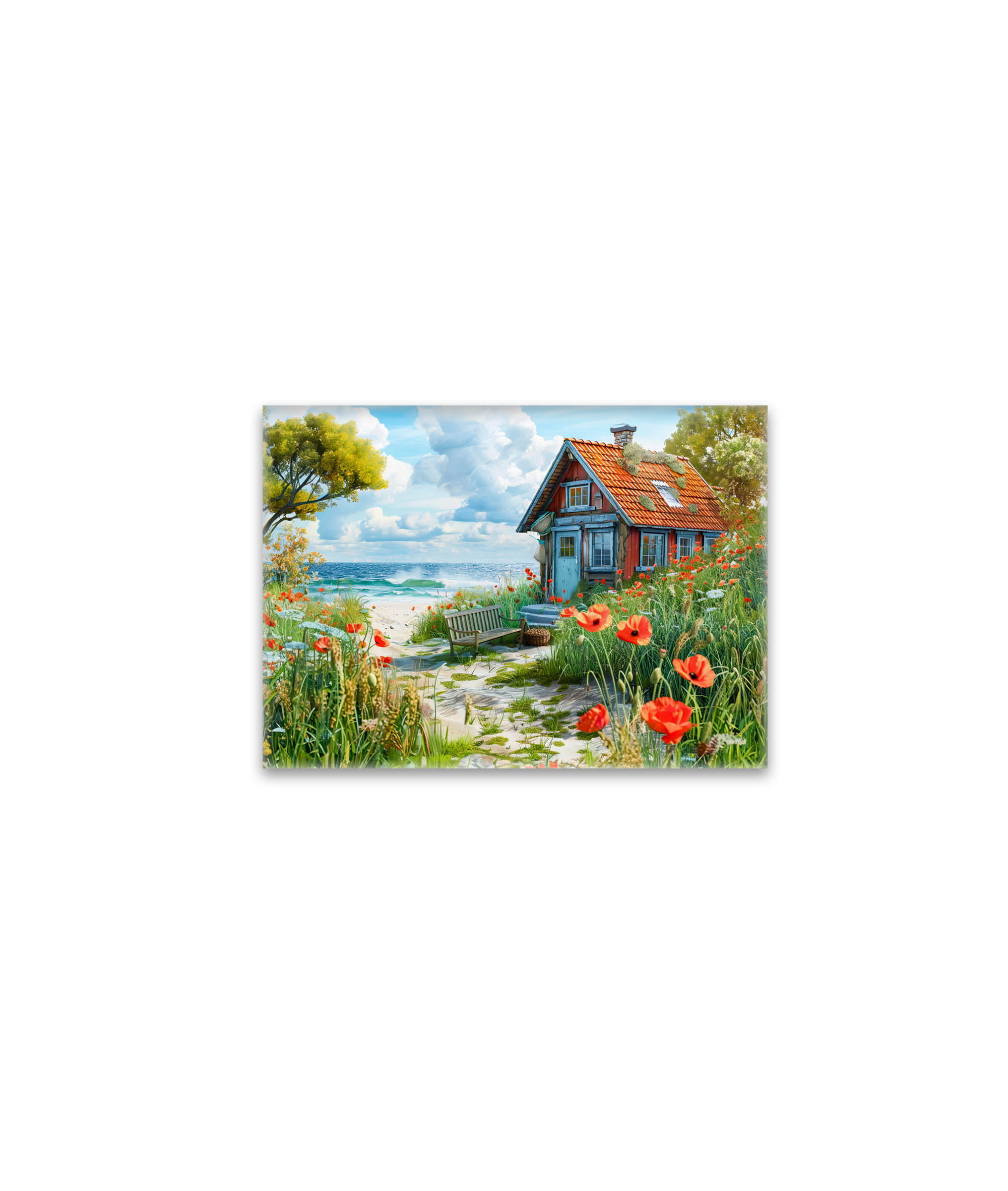 raxxa Glas-Magnet: Beach Cottage with Dunes and Poppies