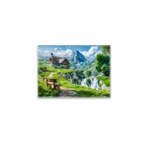 raxxa Glas-Magnet: Alpine Cottage by Mountain Waterfall