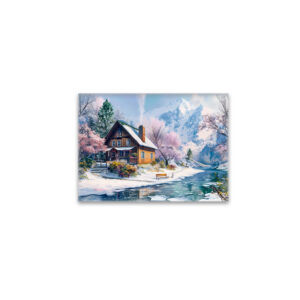 raxxa Glas-Magnet: Mountain Cottage in Spring with Blossoms