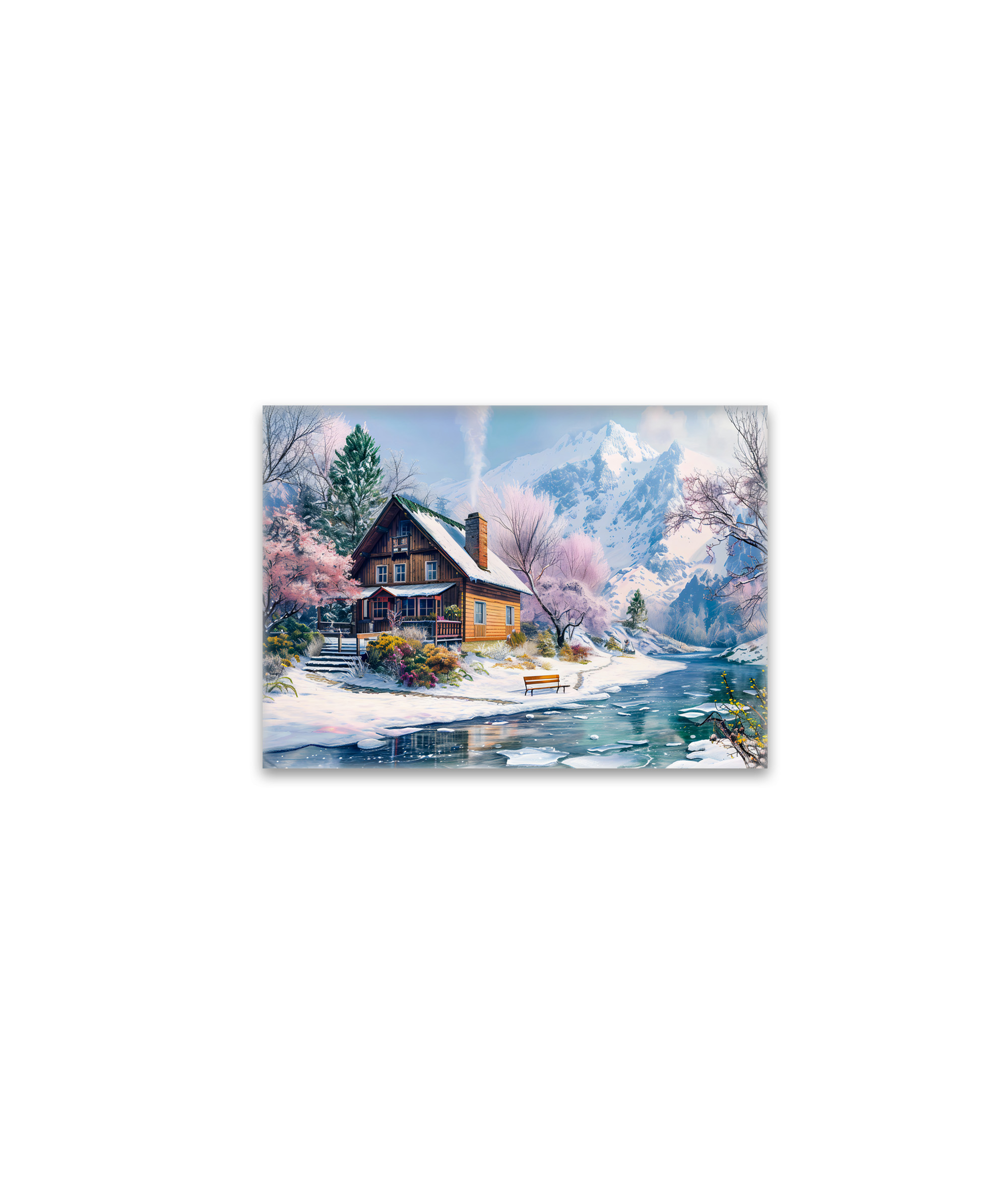 raxxa Glas-Magnet: Mountain Cottage in Spring with Blossoms